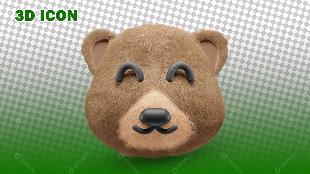 Ilustração de Urso 3D Para Composição PSD