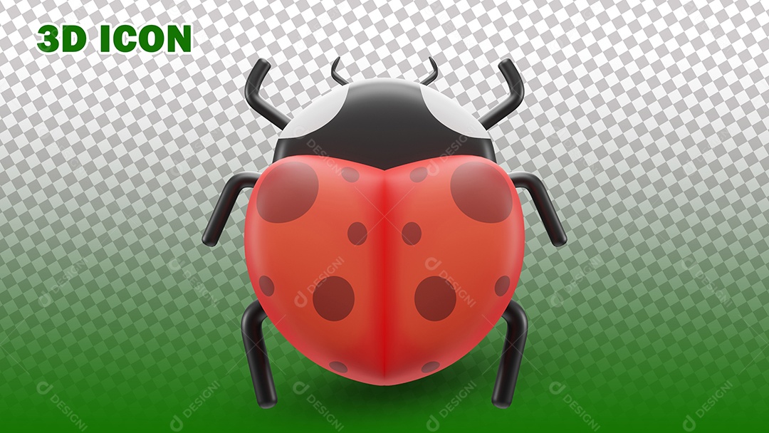 Ilustração de Joaninha 3D Para Composição PSD