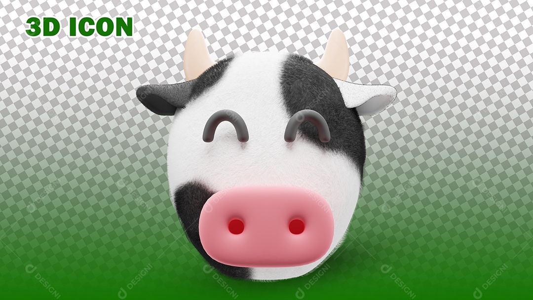 Ilustração de Vaca 3D Para Composição PSD