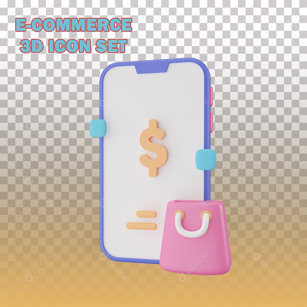Elemento 3D Para Composição Compras Pelo Celular PSD