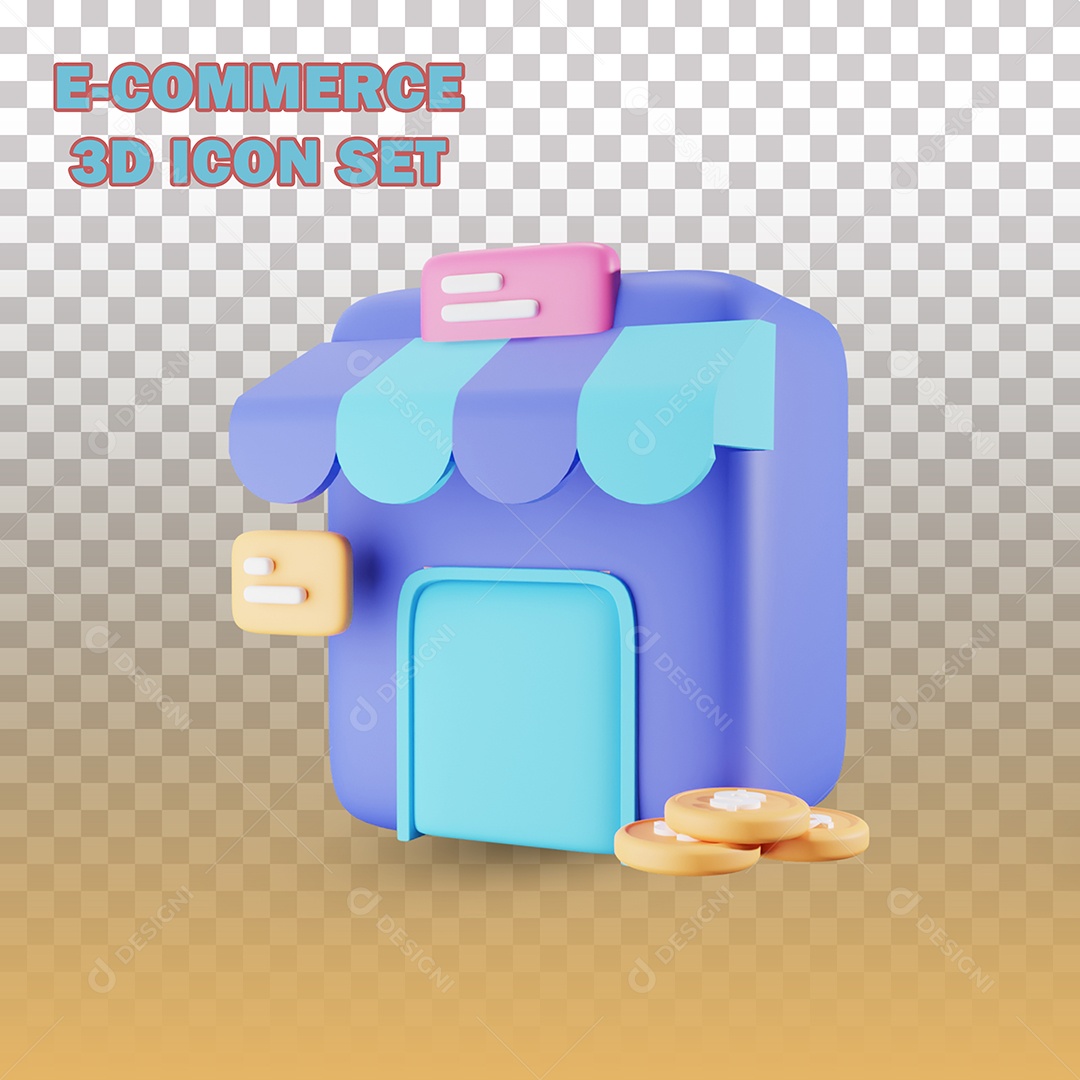 Ilustração de Comércio 3D Para Composição PSD