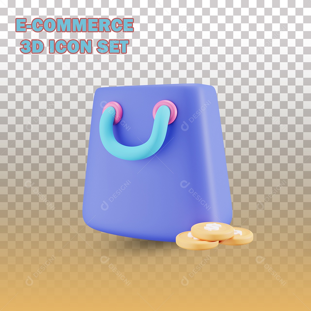 Elemento 3D Para Composição Sacola de Compras PSD