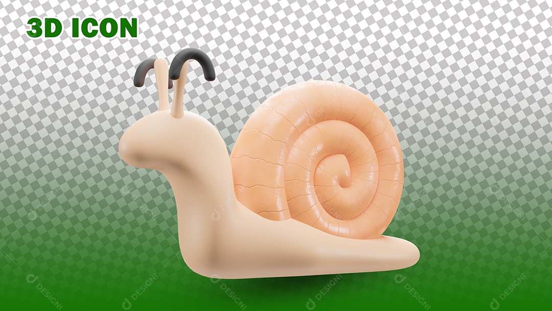 Ilustração de Caracol 3D Para Composição PSD