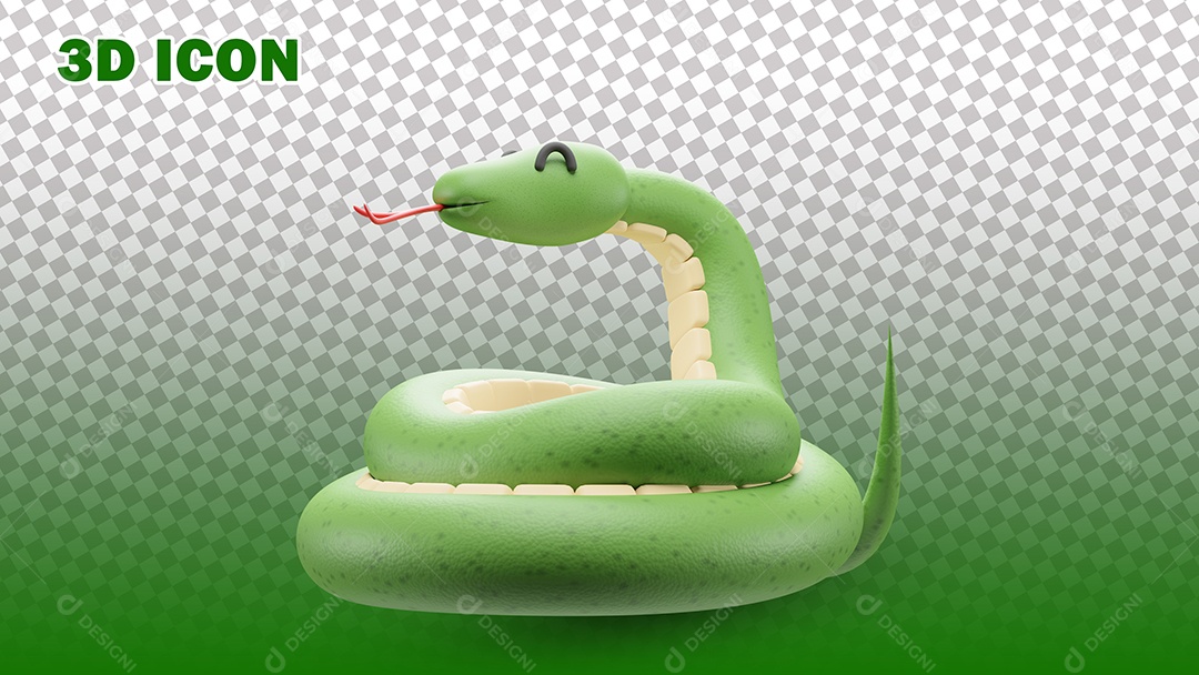 Ilustração de Cobra 3D Para Composição PSD