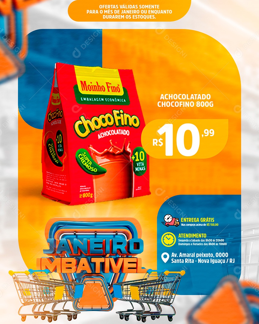 Post Encarte de Supermercado Janeiro Imbatível Social Media PSD Editável