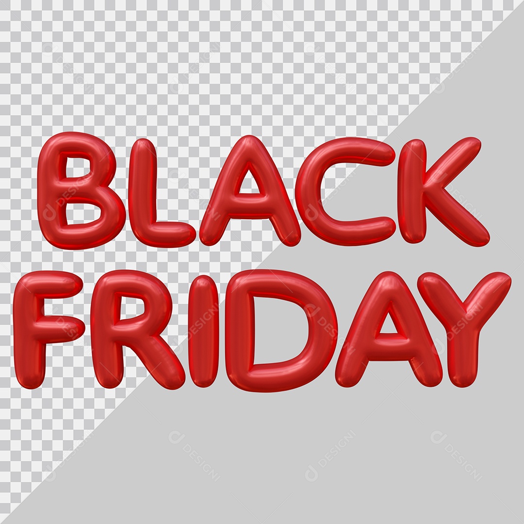 Black Friday Texto 3D Vermelho para Composição