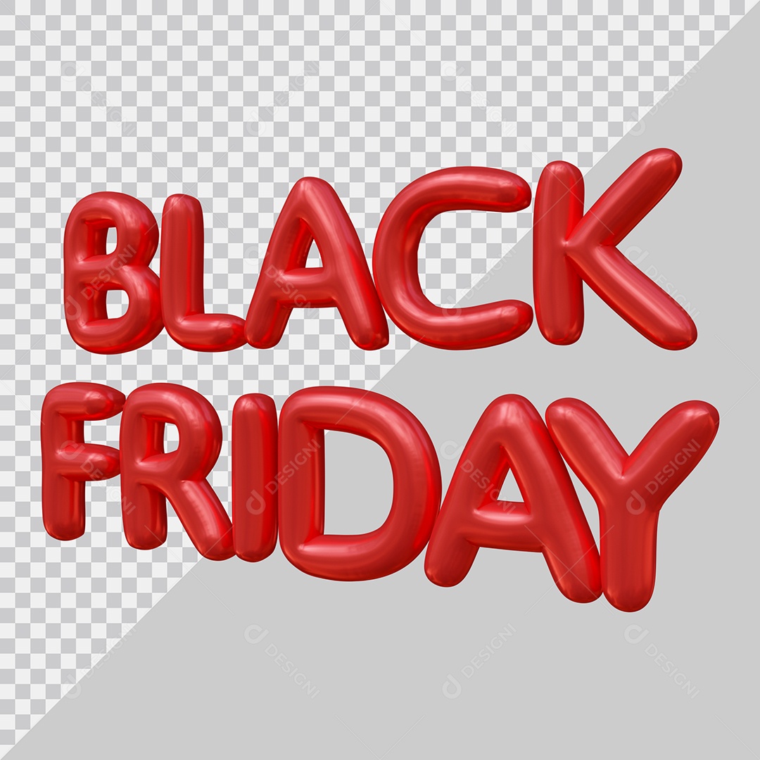Black Friday Texto 3D Vermelho para Composição