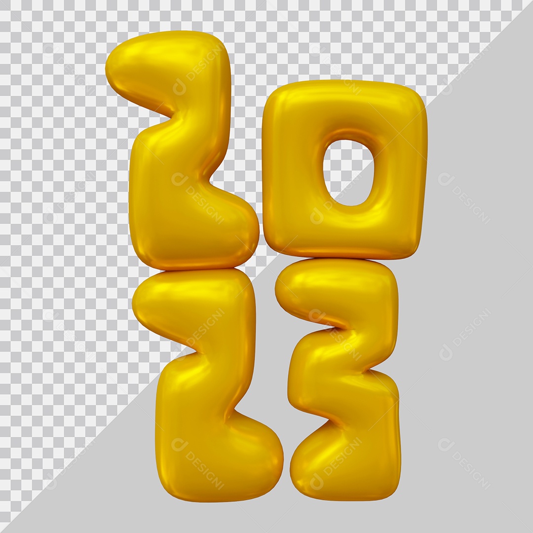 Feliz Ano Novo Número 2023 Dourado Ilustração 3D para Composição