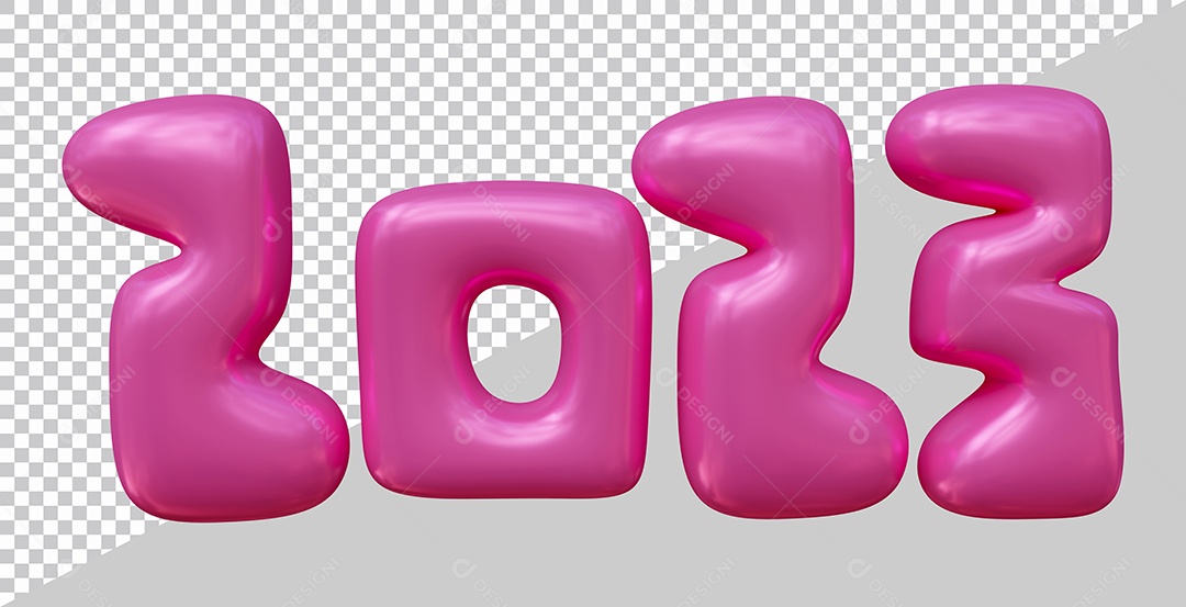 Feliz Ano Novo Número 2023 Rosa Ilustração 3D para Composição