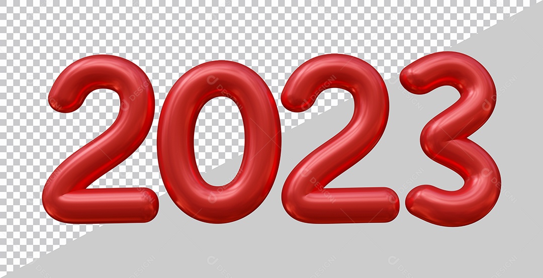 Feliz Ano Novo Número 2023 Vermelha Ilustração 3D para Composição