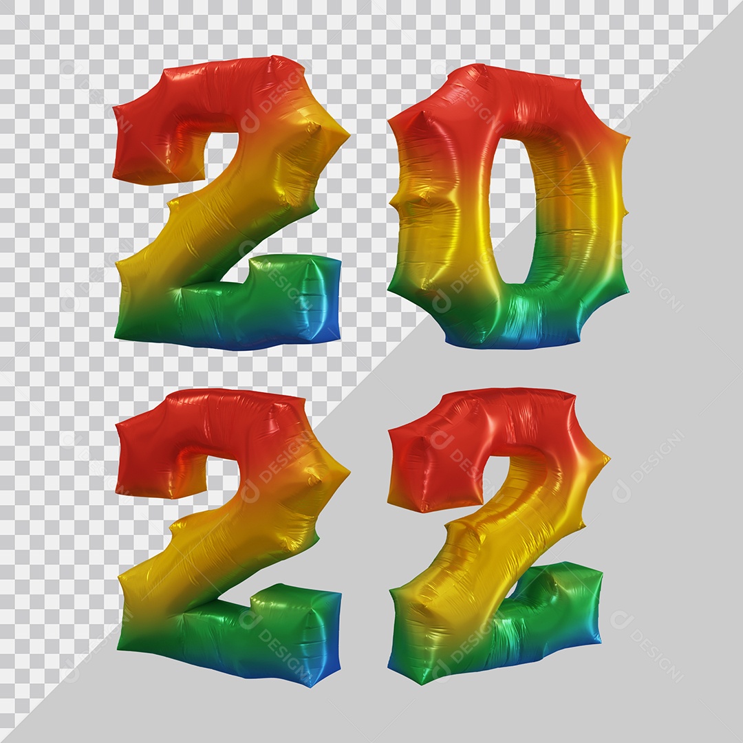 Número 3D 2022 Colorido Para composição