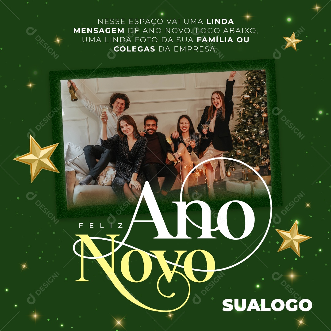 Post Feliz Ano Novo Empresarial ou Familiar Social Media PSD Editável