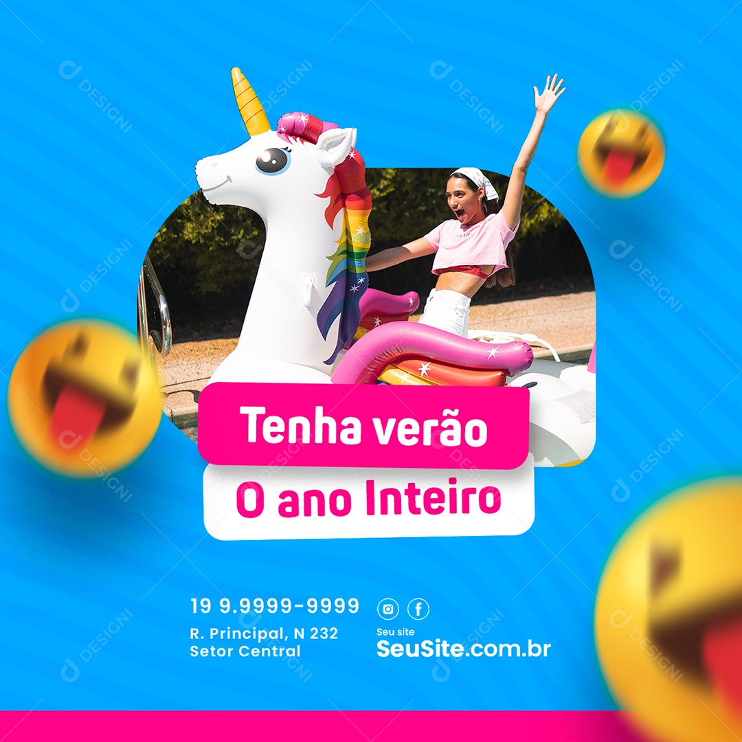 Tenha Verão O Ano Inteiro Piscina Social Media PSD Editável