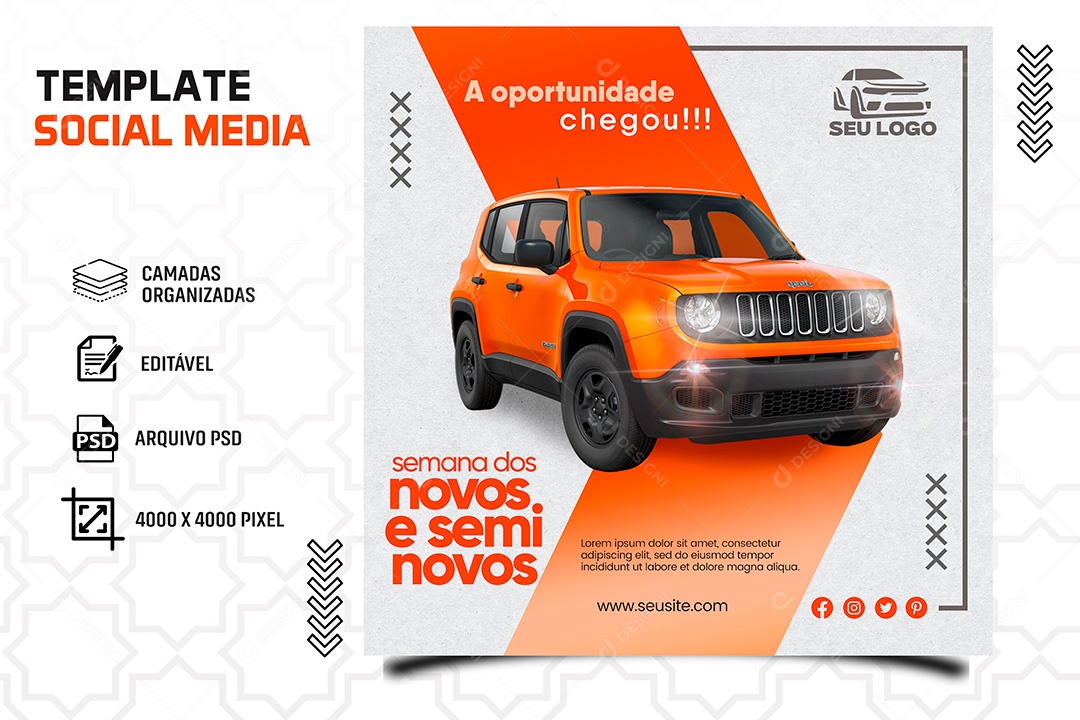 Post Concessionária A Oportunidade Chegou Social Media PSD Editável