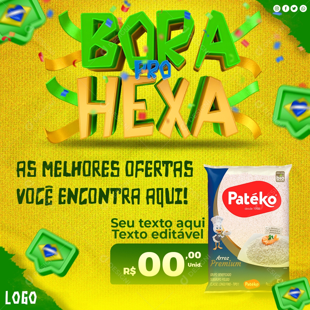Supermercados Bora Pro Hexa Ofertas e Promoções PSD Editável