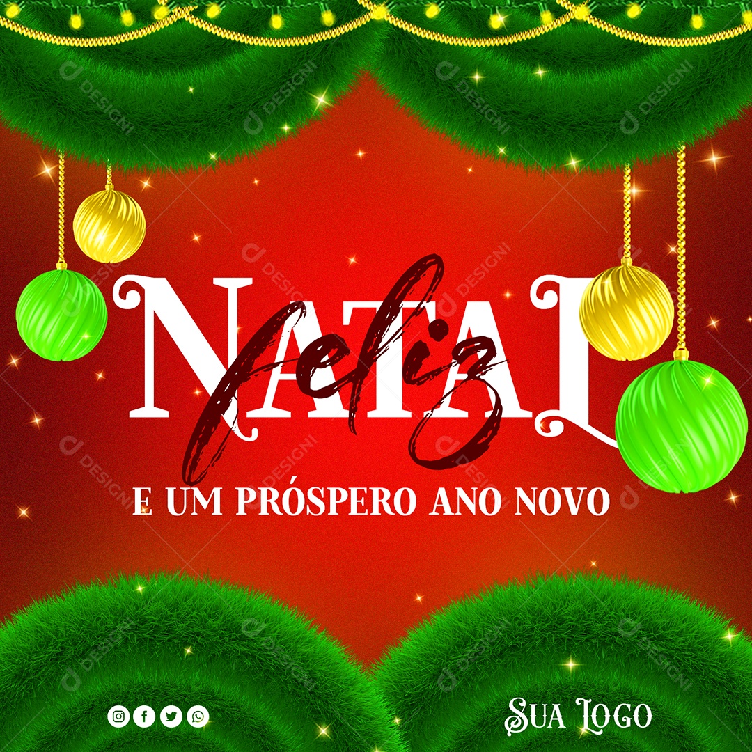 Social Media Feliz Natal e Um Próspero Ano Novo PSD Editável