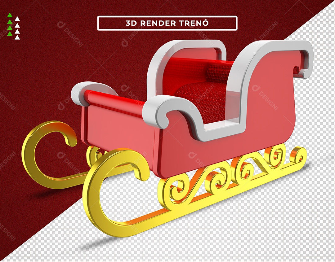 Trenó do Papai Noel Vermelho Elemento 3D