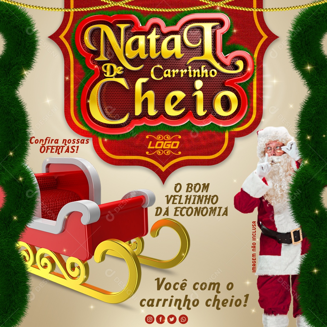 Social Media Natal de Carrinho Cheio Supermercados PSD Editável