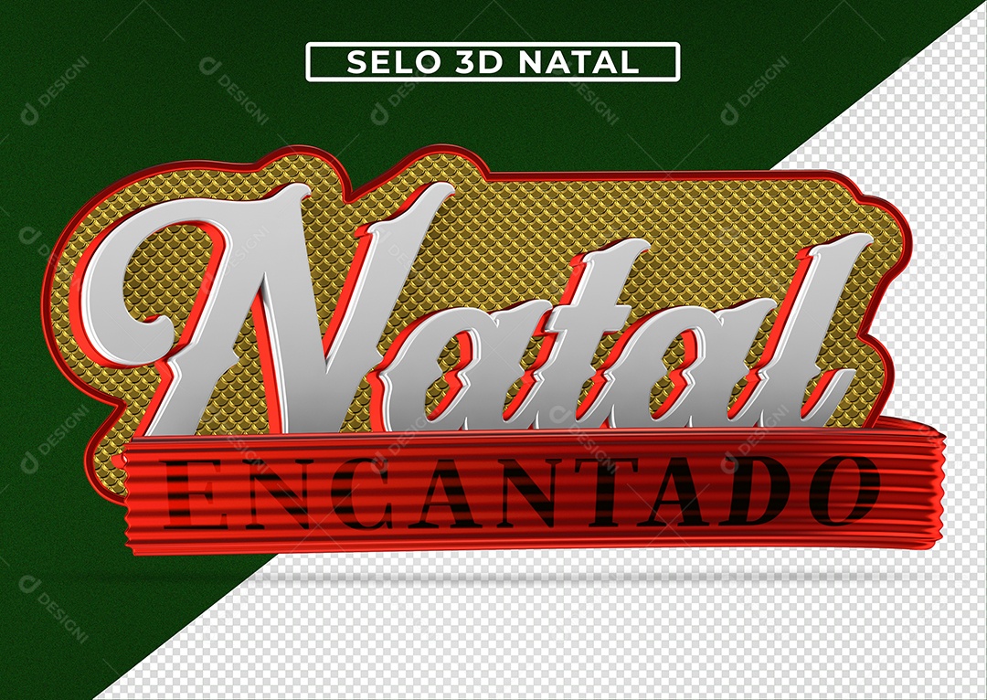 Selo 3D Natal Encantado Para Composição PSD