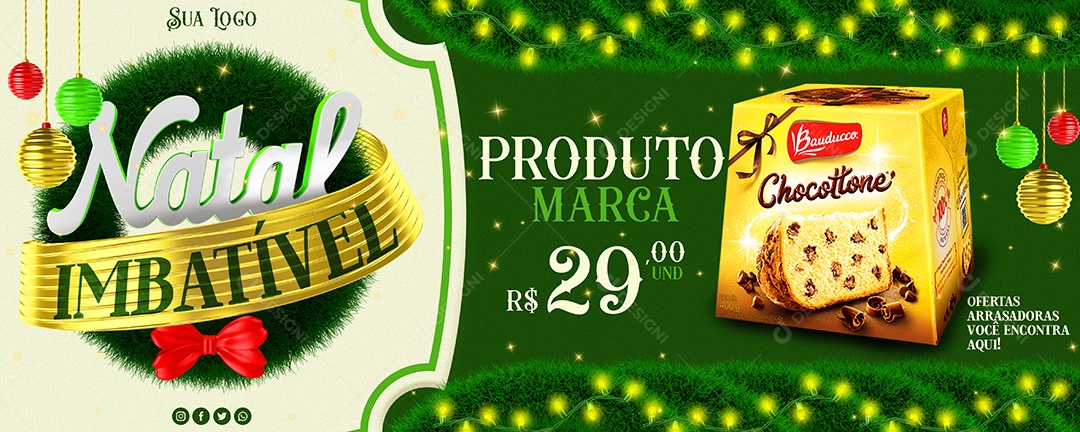 Social Media Banner Natal Imbátivel Supermercados PSD Editável