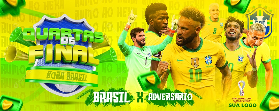 Social Media Flyer Futebol Copa do Mundo Quartas de Finais PSD Editável