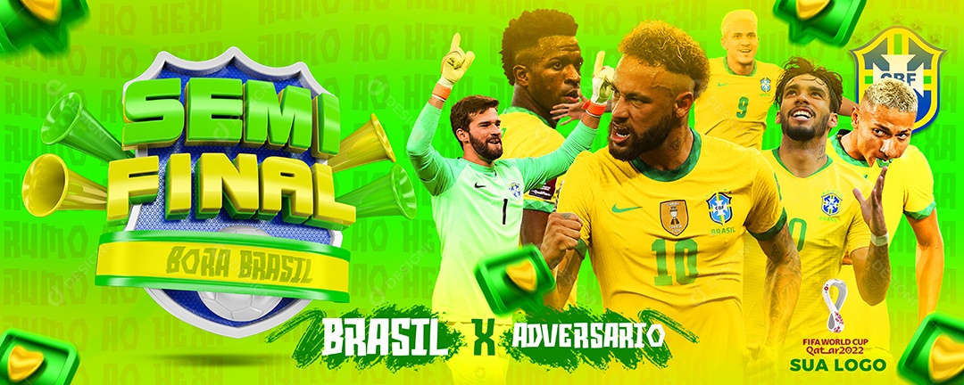 Social Media Flyer Futebol Copa do Mundo Semi Final PSD Editável