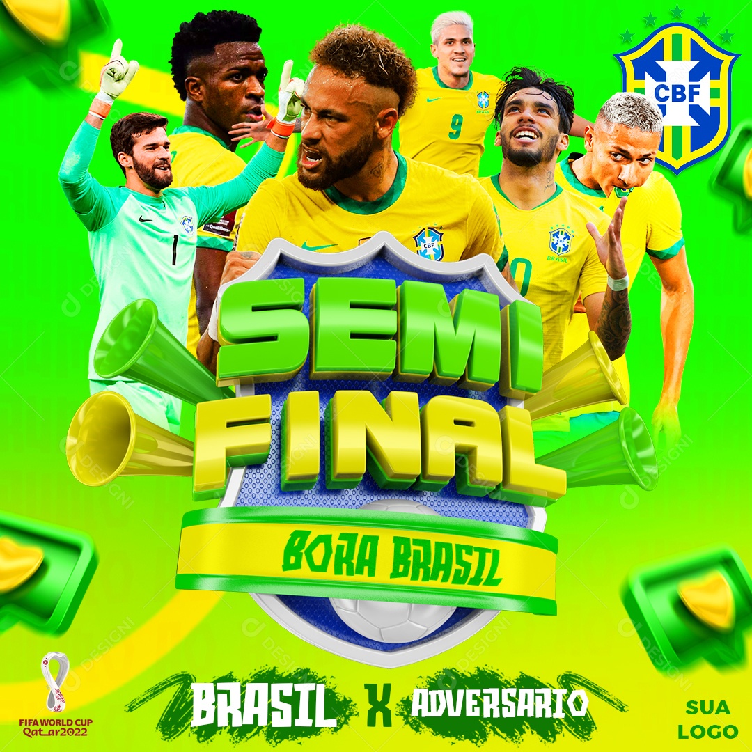 Social Media Flyer Futebol Copa do Mundo Semi Final PSD Editável