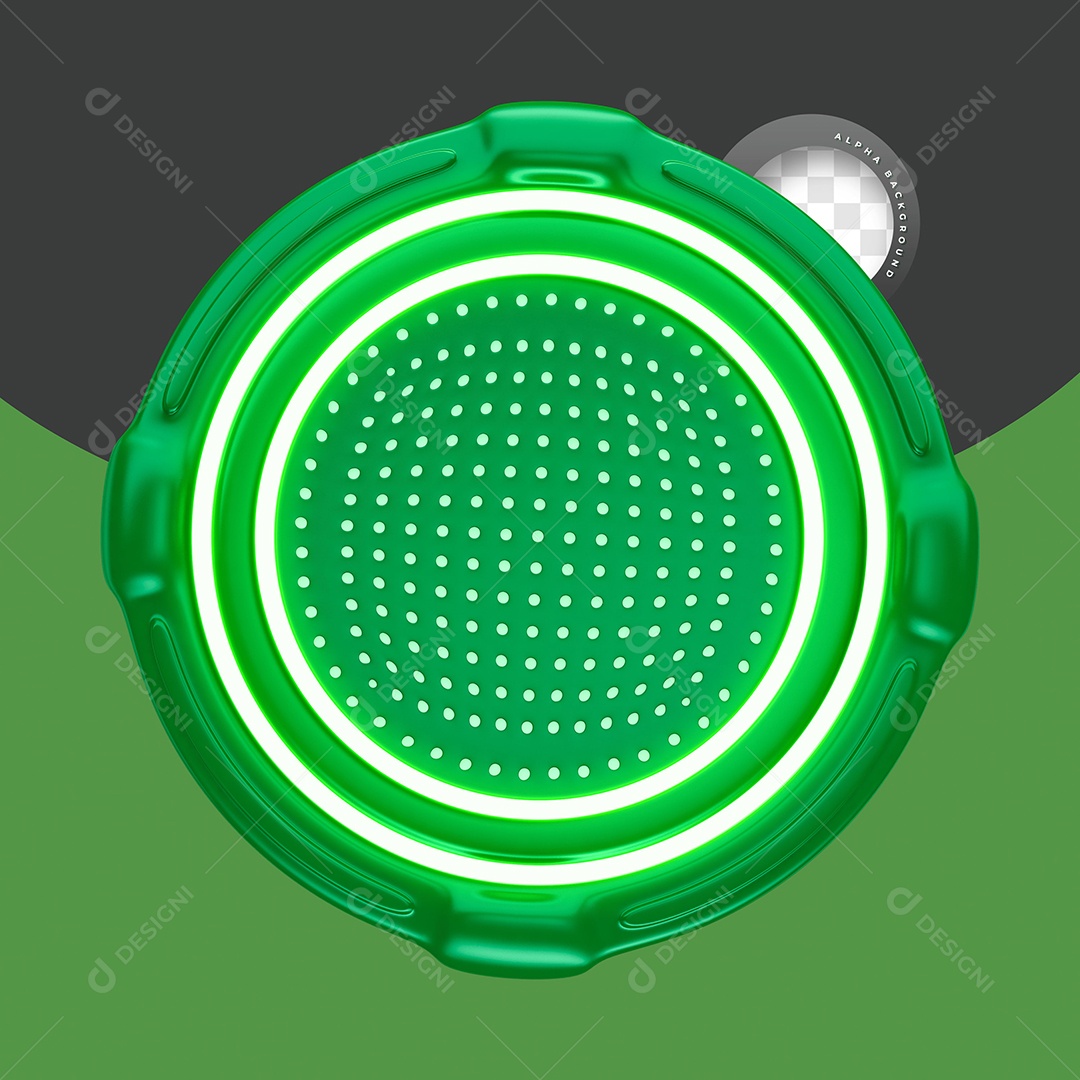 Painel Verde Com Luz Neon Elemento 3D para Composição PSD