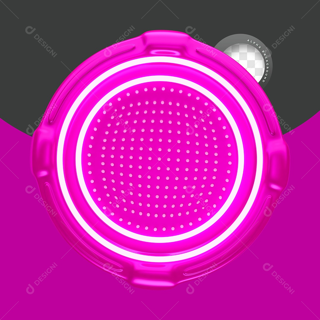 Painel Rosa Com Luz Neon Elemento 3D para Composição PSD