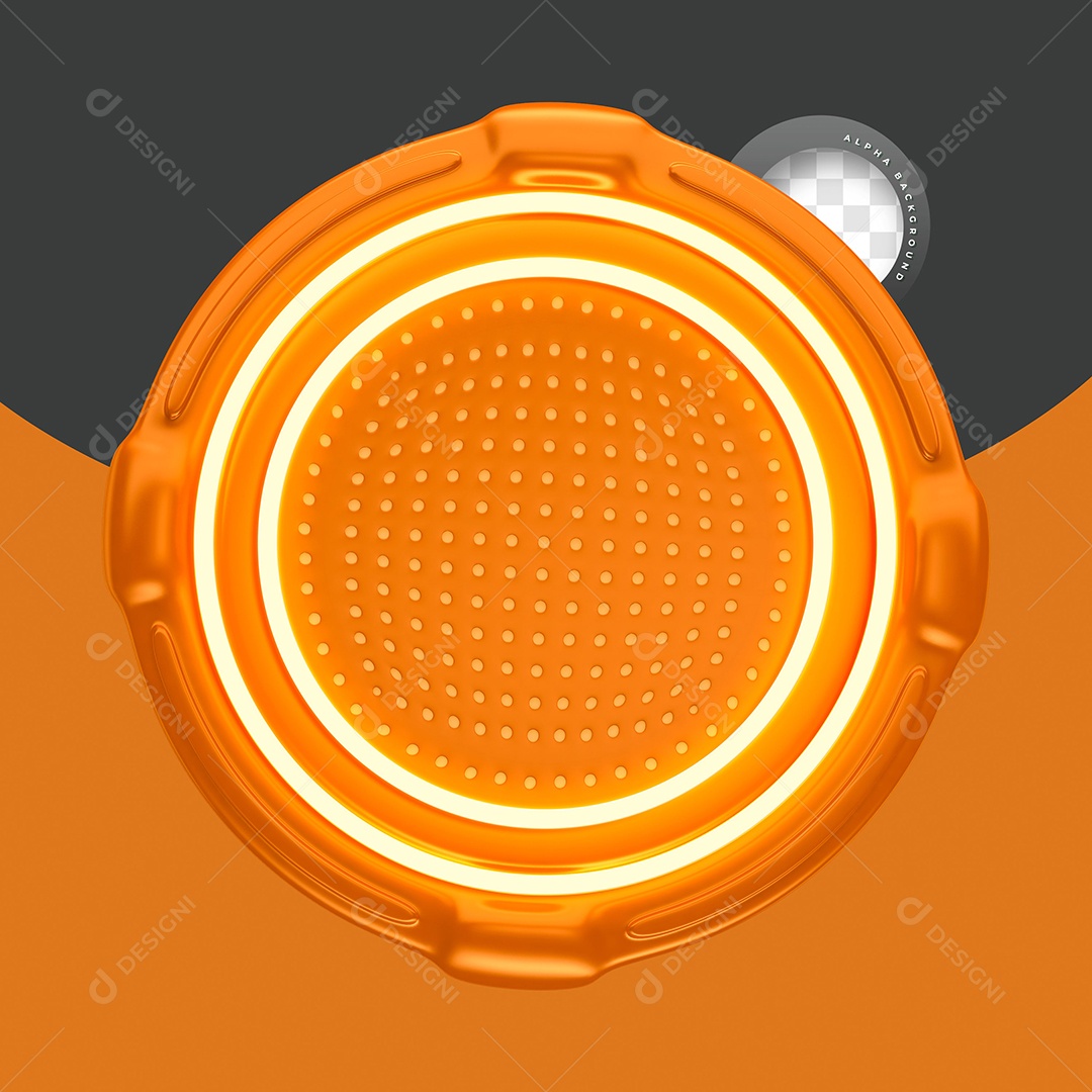 Painel Laranja Com Luz Neon Elemento 3D para Composição PSD