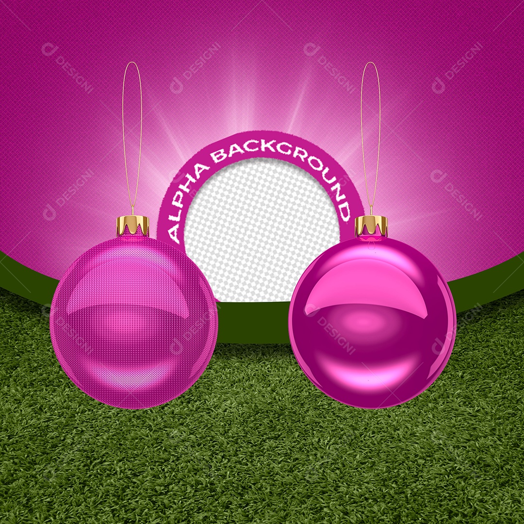 Bolas de Natal Rosa Elemento 3D para Composição PSD