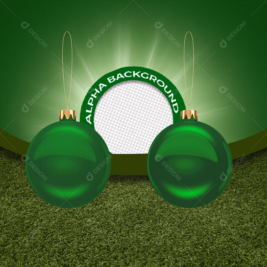Bolas de Natal Verde Elemento 3D para Composição PSD