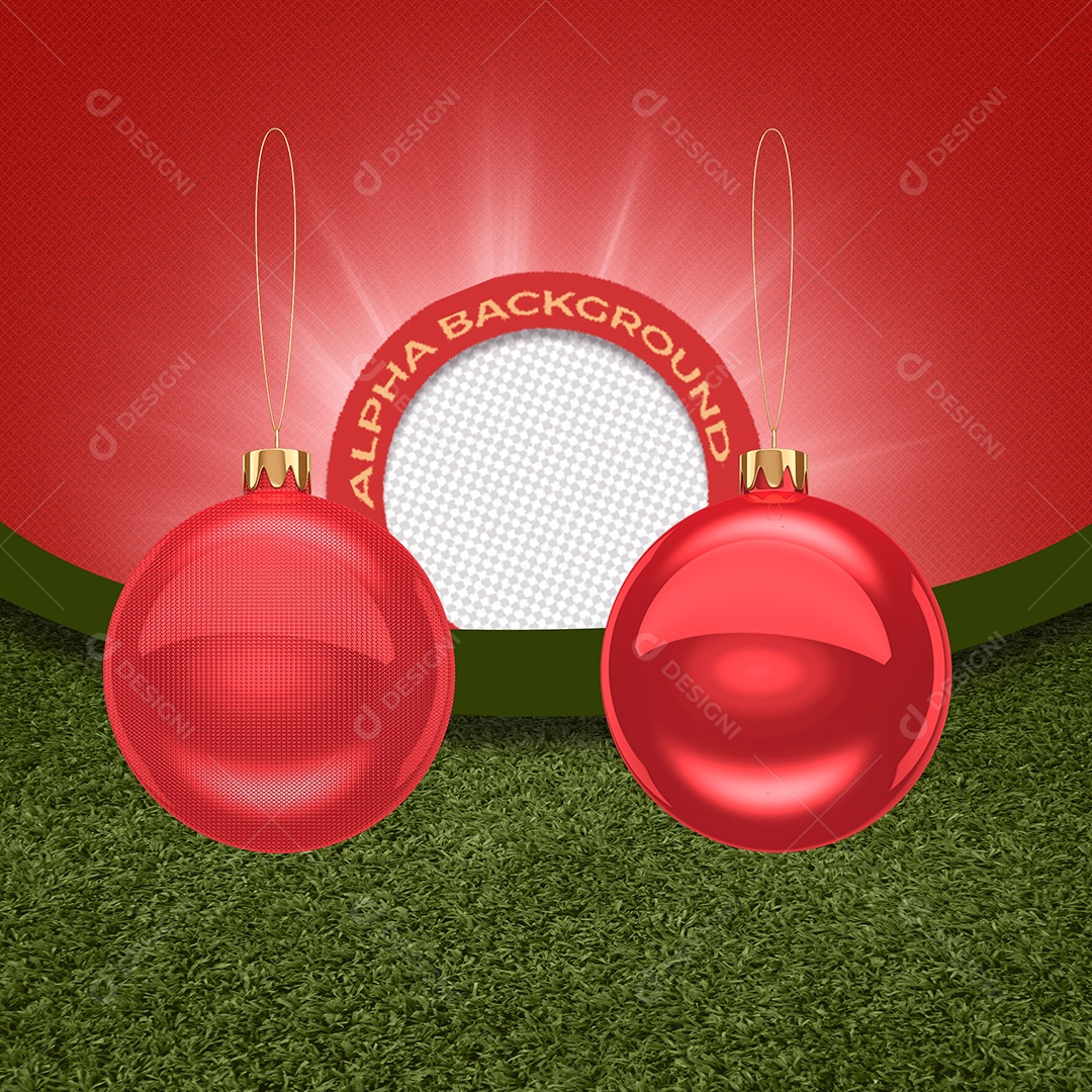Bolas de Natal Vermelhas Elemento 3D para Composição PSD