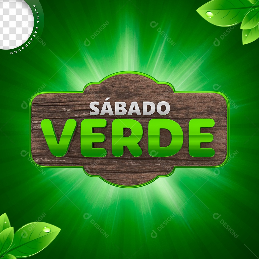 Green Saturday 3D Stamp for Compositing PSD