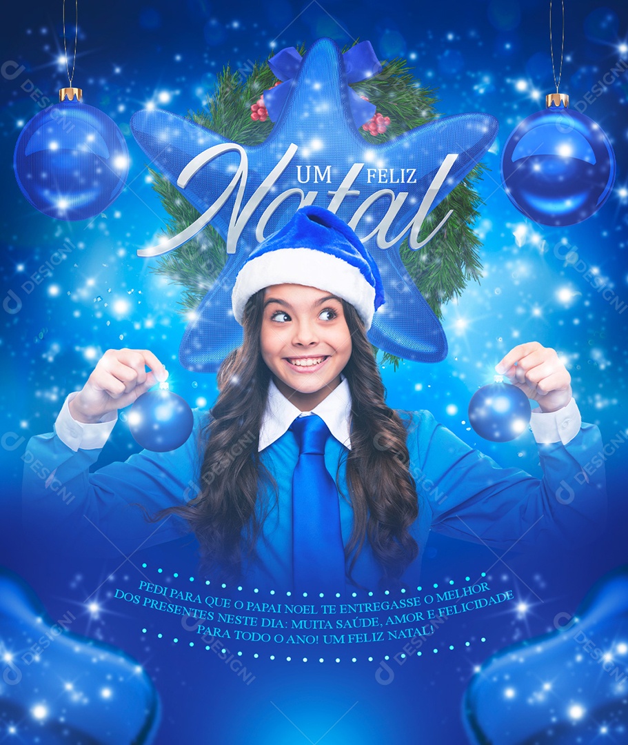 Muita Saúde Amor e Felicidade para Todo o Ano Feliz Natal Social Media PSD Editável