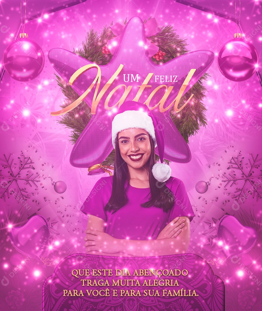 Este Dia Abençoado Traga Muita Alegria Feliz Natal Social Media PSD Editável