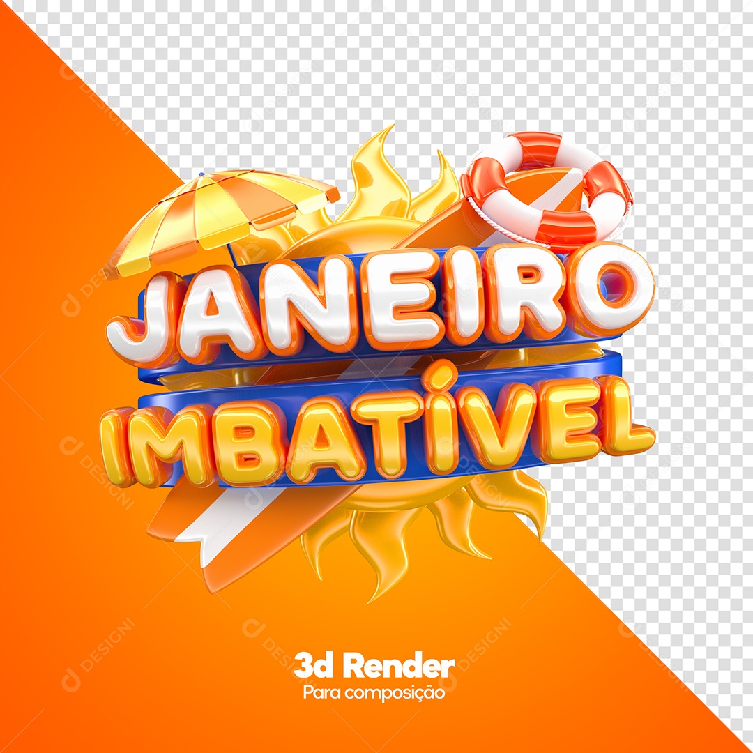 Selo 3D Para Composição Janeiro Imbatível PSD