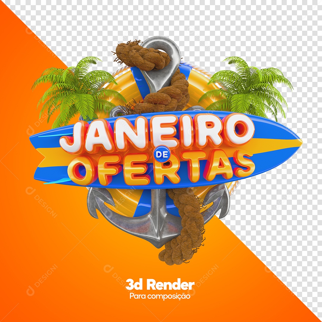 3D Stamp For Composition January Offers PSD