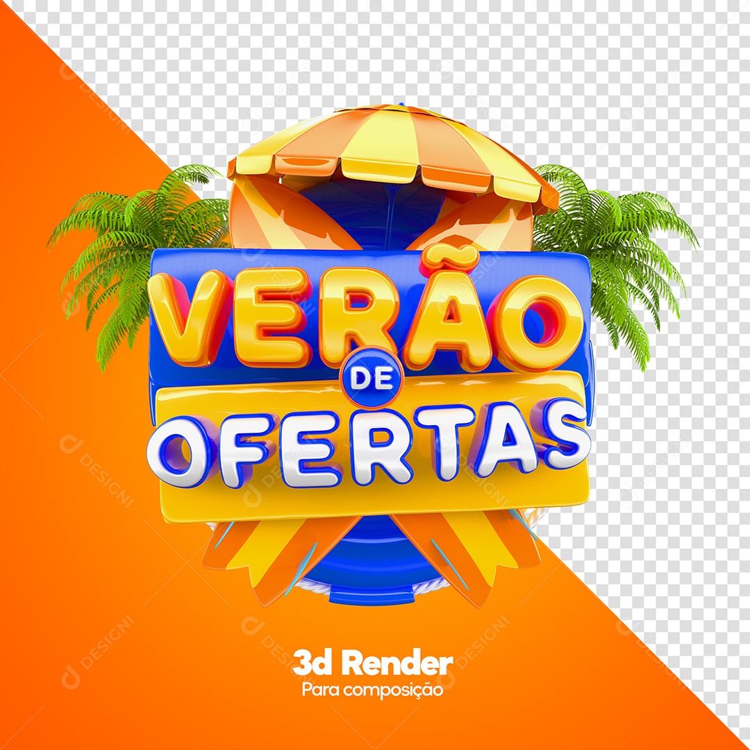 Selo 3D Para Composição Verão de Ofertas PSD