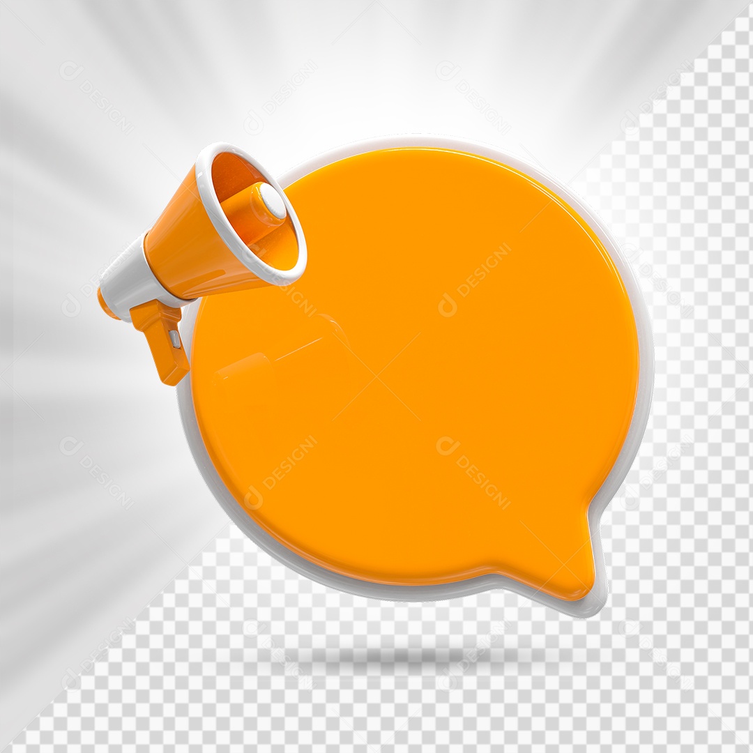 Caixa de Mensagem com Laranja Elemento 3D para Composição PSD