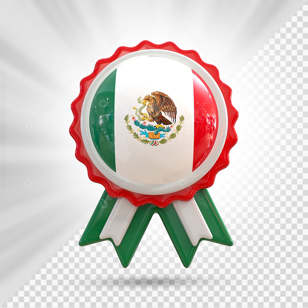 Medalha de Honra do México Elemento 3D Vermelho para Composição PSD