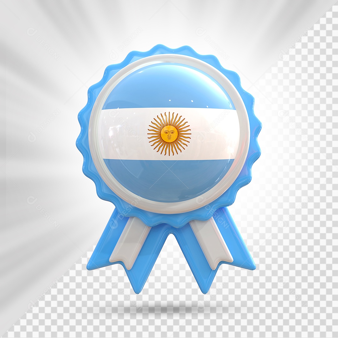 Medalha de Honra da Argentina Elemento 3D Azul para Composição PSD