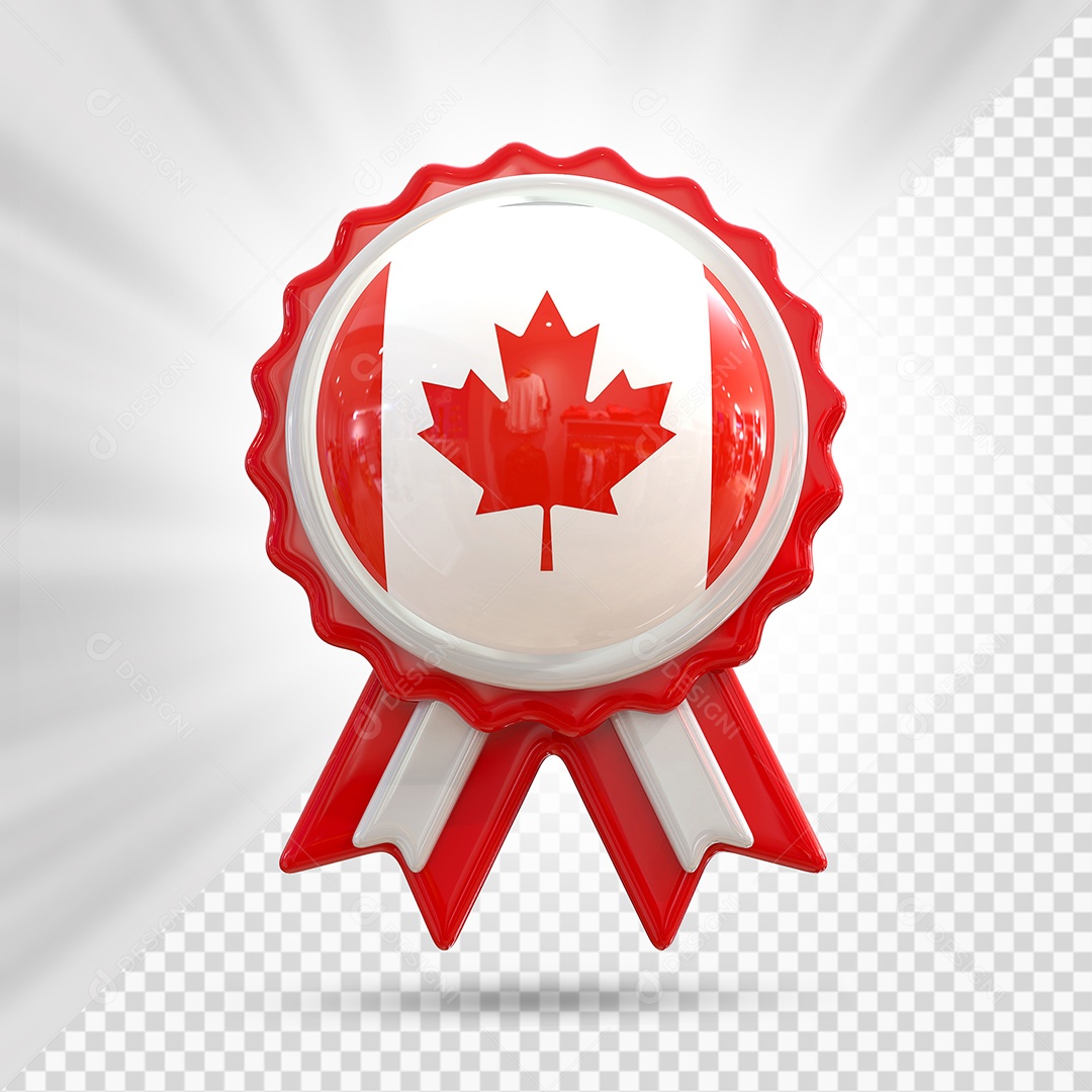 Medalha de Honra do Canadá Elemento 3D Vermelho para Composição PSD