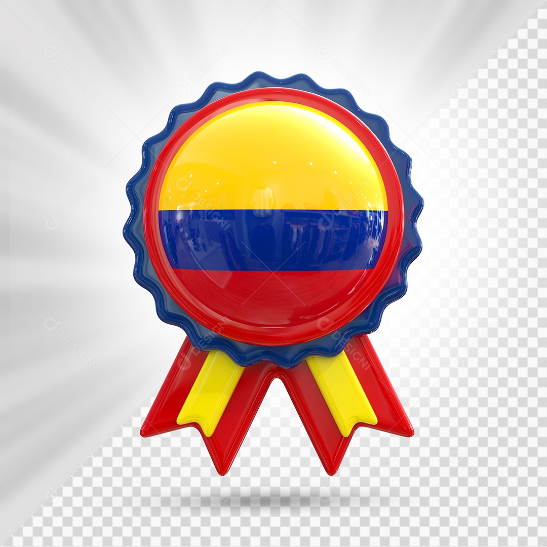 Medalha de Honra da Colômbia Elemento 3D Azul para Composição PSD