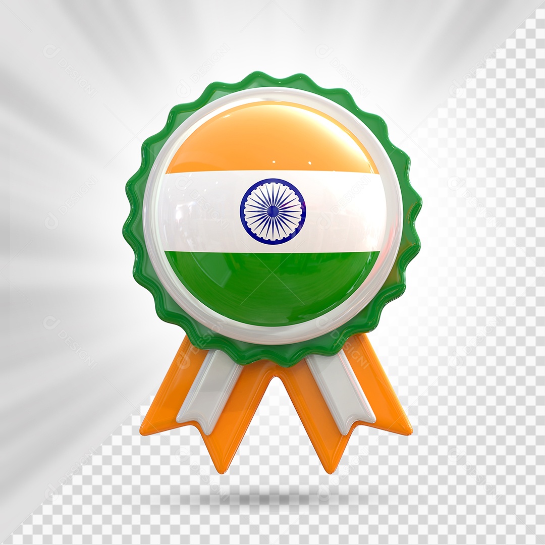 Medal of Honor of India Green 3D Element for Compositing PSD