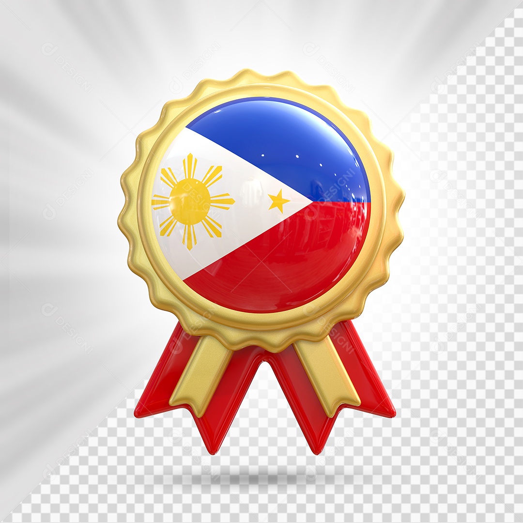 Medalha de Honra de Filipinas Elemento 3D Dourado para Composição PSD