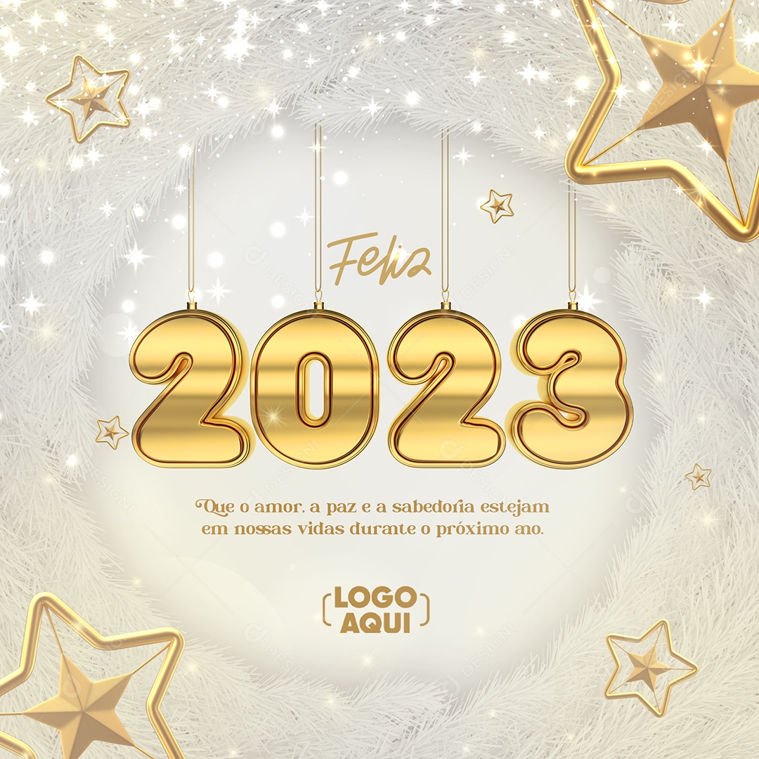 Feliz Ano Novo Que o Amor a Paz e a Sabedoria Estejam Em Nossas Vidas Durante o Próximo Ano Social Media PSD Editável