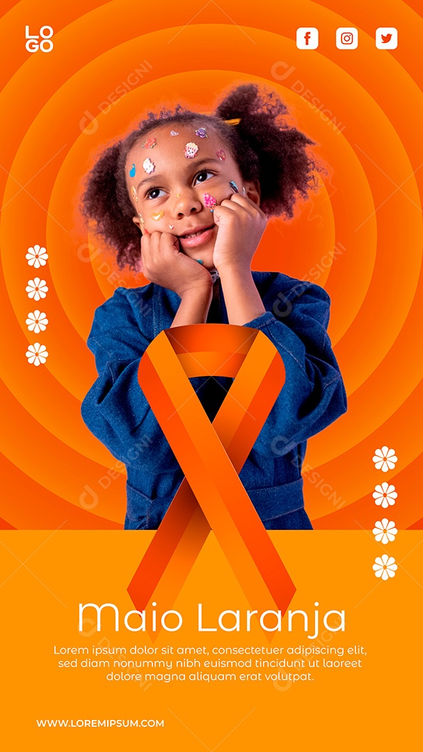 Post Stories Maio Laranja Combate Ao Abuso e à Exploração Sexual de Crianças e Adolescentes EPS Social Media Editável