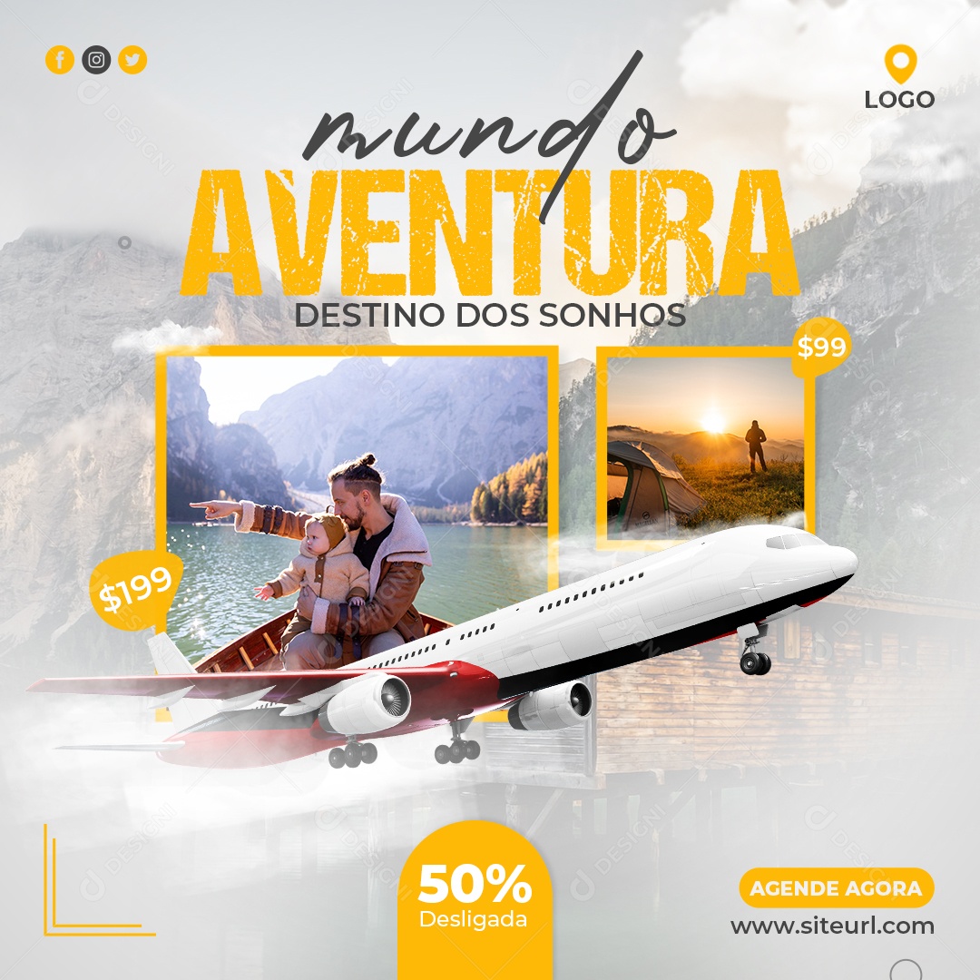 Social Media Agência de Viagens e Turismo PSD Editável
