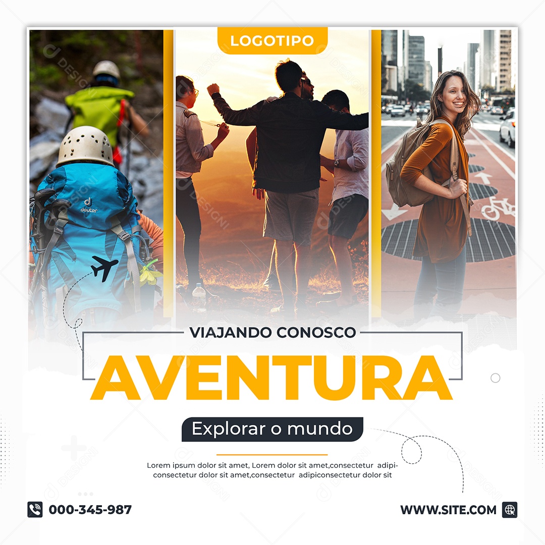 Social Media Agência de Viagens e Turismo Viajando Conosco PSD Editável